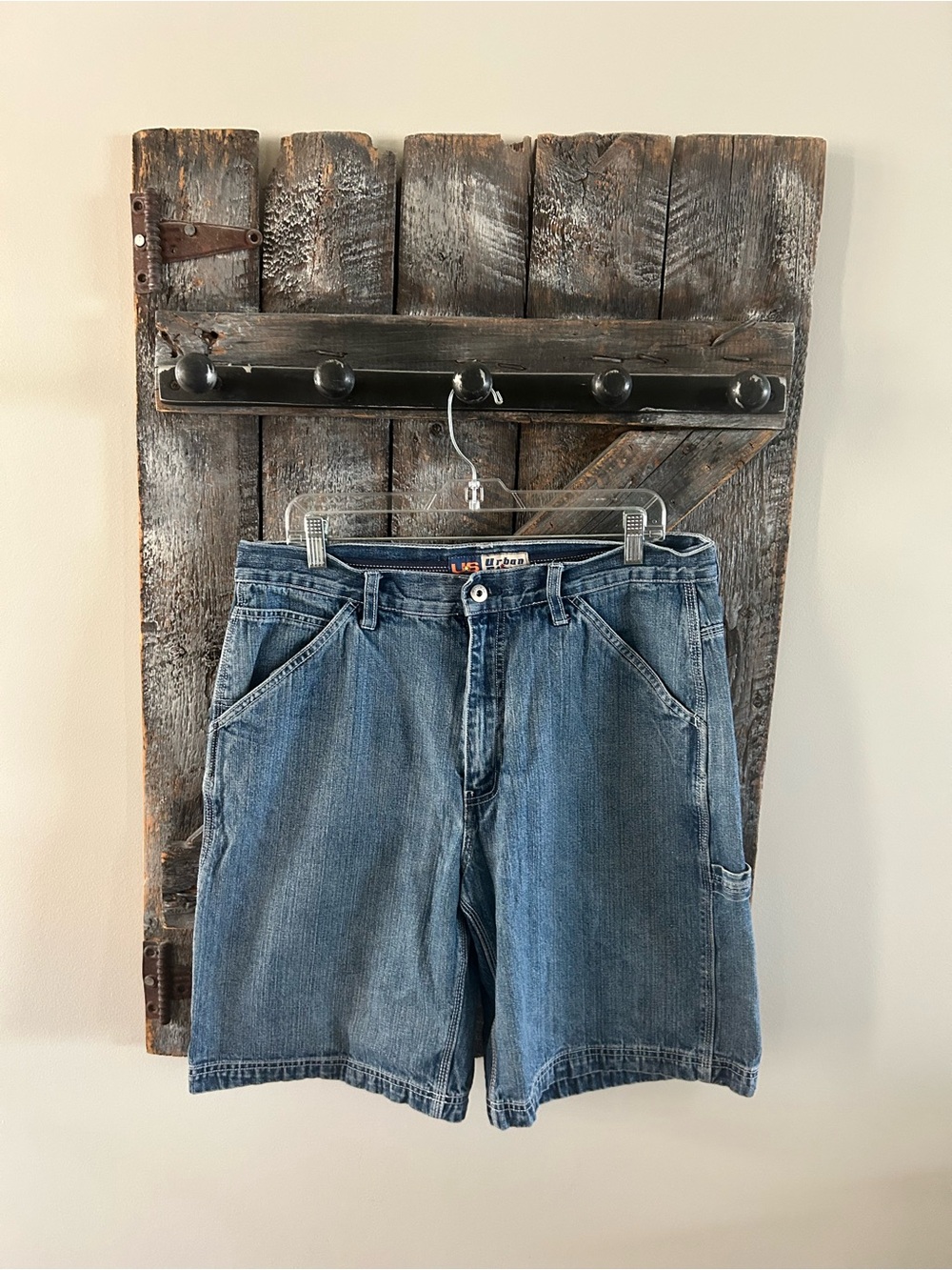 Men's Vintage Urban Star Blue Denim Carpenter Shorts